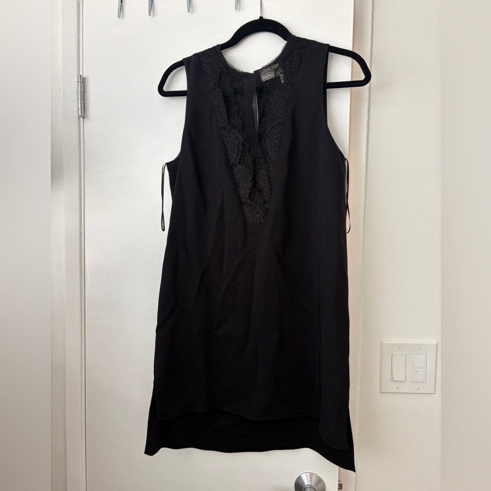 Lanvin Black High Low Dress with Lace Detail